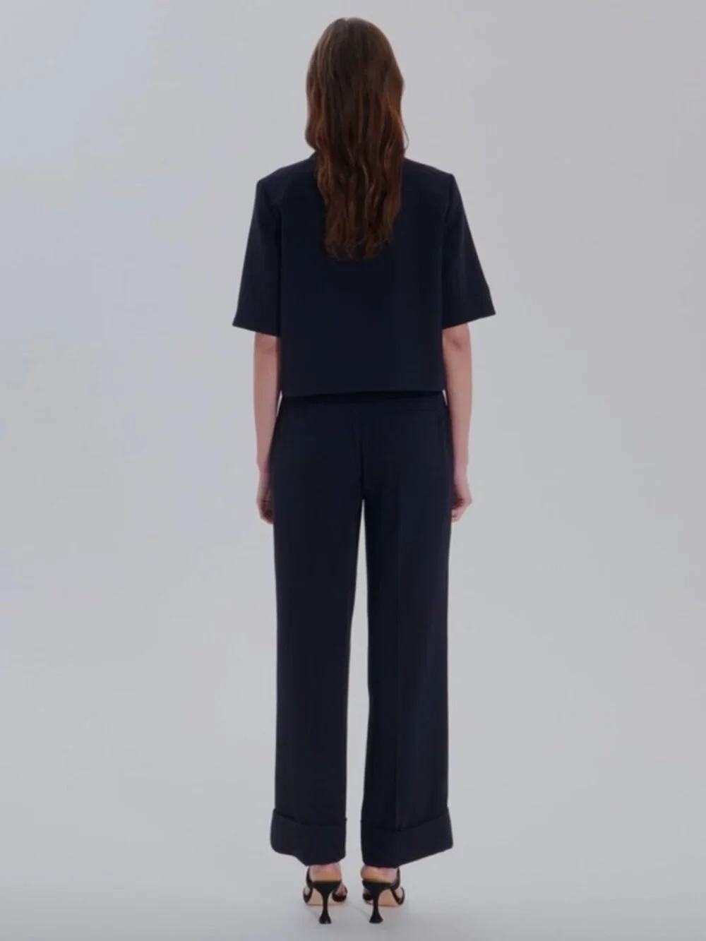 NWOT ZAPA Celina Short Sleeve Bolero Jacket Shirt in Navy Nocturne